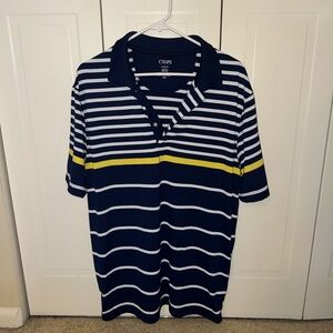 Chaps Blue and White Striped Polo with Yellow Detail Golf